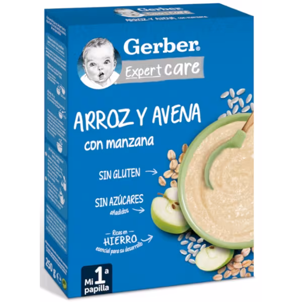 Gerber-Arroz-y-Avena-con-Manzana-6m-250-gr Papilla GERBER arroz y avena con manzana para bebés