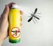 Mosquito spray. In the hand is an insecticide. Mosquito icon, warning sign.Prevention of infections transmitted by parasites.