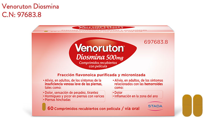 pack-diosmina Venoruton Diosmina 500 mg comprimidos para piernas cansadas y hemorroides