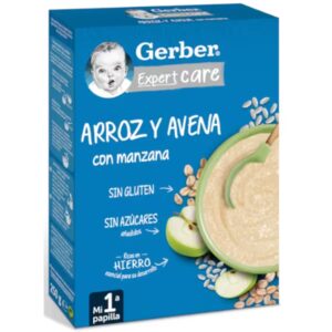 Papilla GERBER arroz y avena con manzana para bebés